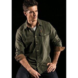 CQR Mens All Cotton Flannel Shirt Long Sleeve Brushed Soft Hunter Green size 2XL